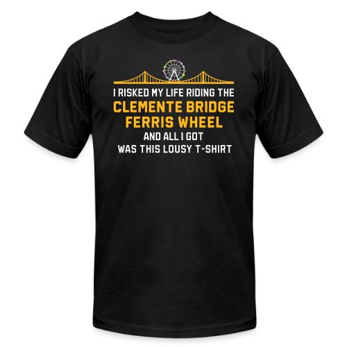 Clemente Bridge Ferris Wheel - Unisex Jersey T-Shirt by Bella + Canvas