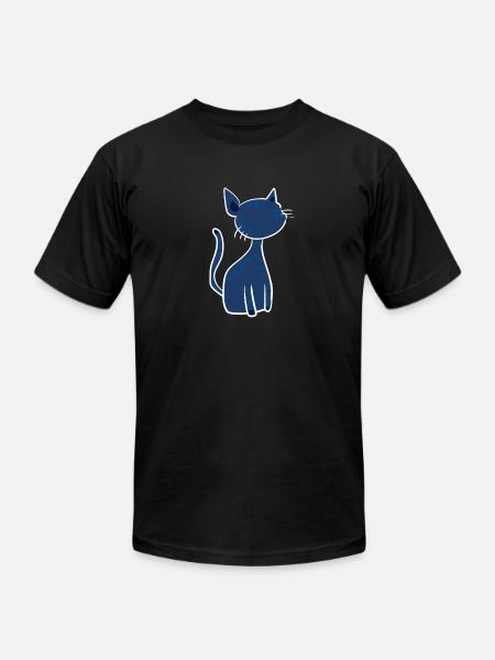 blue cat symbol animal cute - Unisex Jersey T-Shirt by Bella + Canvas - black