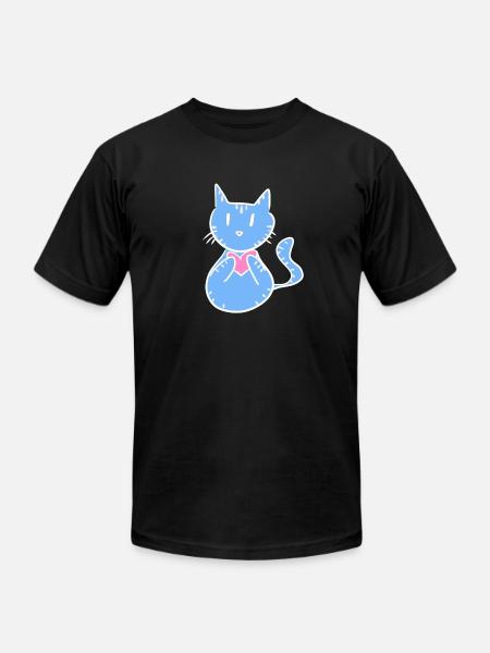 blue cat icon cartoon heart - Unisex Jersey T-Shirt by Bella + Canvas - black
