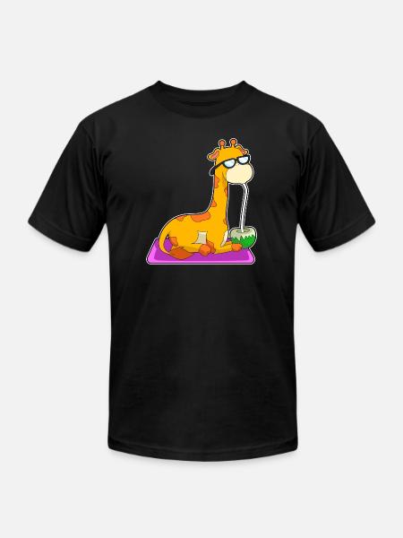 Giraffe With Coconut - Unisex Jersey T-Shirt by Bella + Canvas - black