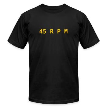 45 rpm - Unisex Jersey T-Shirt by Bella + Canvas - black - Front - Jose (178cm)