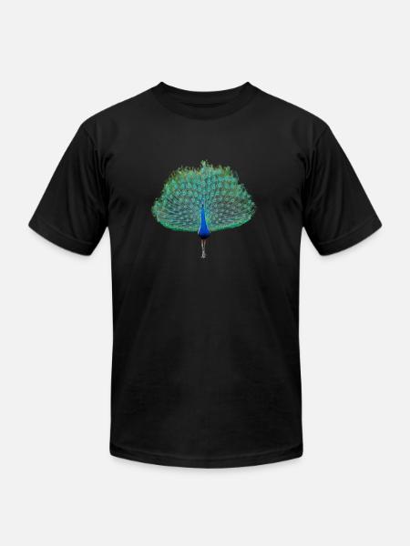 Dancing Peacock - Unisex Jersey T-Shirt by Bella + Canvas - black