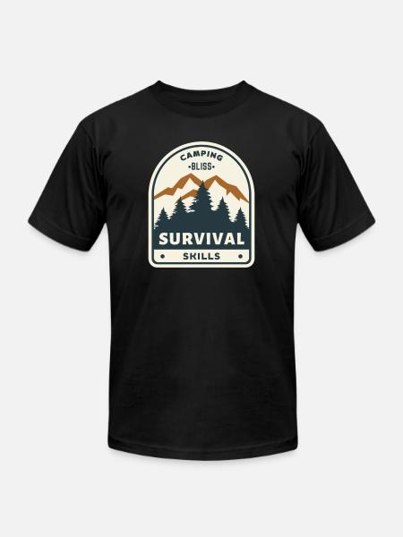 Camping Bliss Survival Skills - Unisex Jersey T-Shirt by Bella + Canvas - black