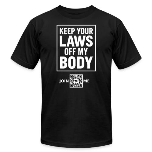Laws Off (white, back-facing) - Unisex Jersey T-Shirt by Bella + Canvas