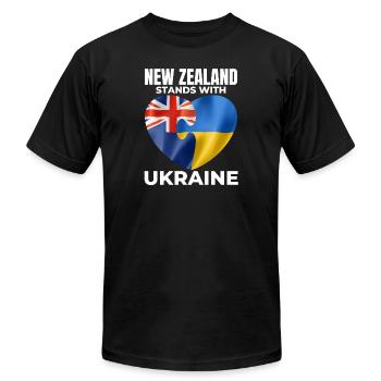 New Zealand stands with Ukraine - Unisex Jersey T-Shirt by Bella + Canvas - black - Front - Jose (178cm)