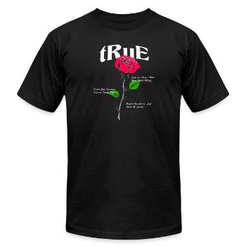 Ross design - Unisex Jersey T-Shirt by Bella + Canvas - black - Front - Jose (178cm)
