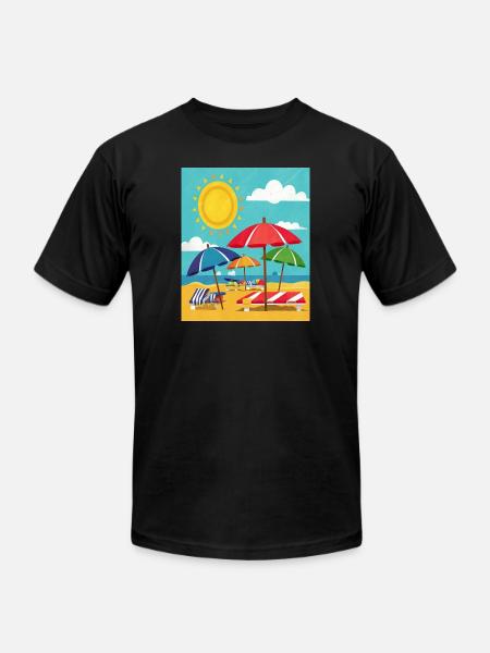 Beach Umbrellas - Unisex Jersey T-Shirt by Bella + Canvas - black