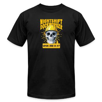 Débardeur, docker de nuit, quel jour sommes-nous ? - T-shirt unisexe Bella + Canvas - noir - Devant - Jose (178cm)