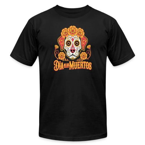 Dia De Los Muertos Dog Skull Flowers - Unisex Jersey T-Shirt by Bella + Canvas
