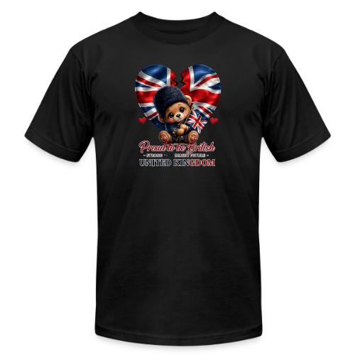 Proud to Be British Teddy Bear UK Patriot Gift - Unisex Jersey T-Shirt by Bella + Canvas