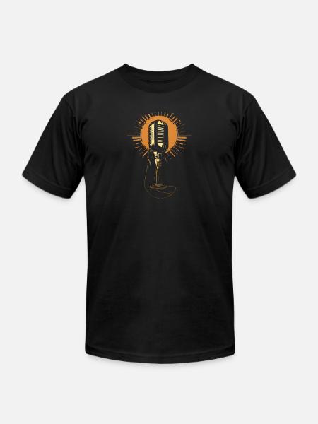 Microphone Retro Mic - Unisex Jersey T-Shirt by Bella + Canvas - black