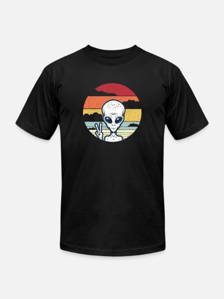Alien Selfie Peace - Unisex Jersey T-Shirt by Bella + Canvas - black