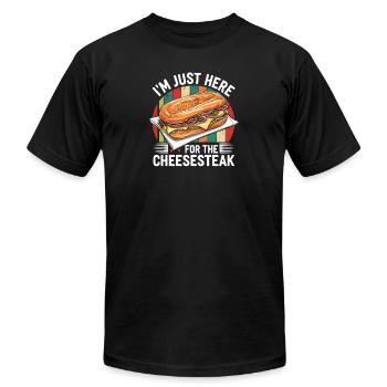 Retro Cheesesteak Sub Sandwich Graphic - Unisex Jersey T-Shirt by Bella + Canvas - black - Front - Jose (178cm)