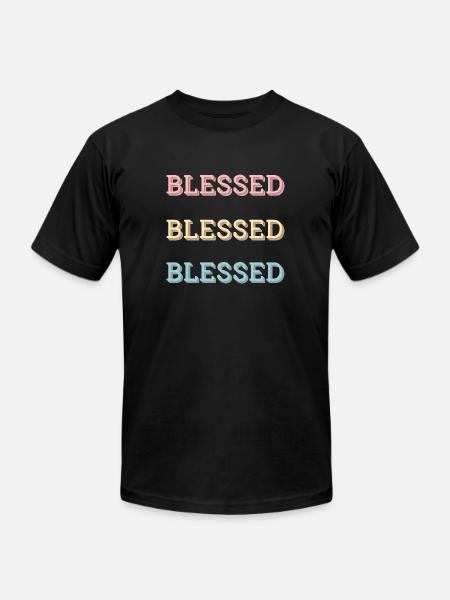 Repeated blessed qoute - Unisex Jersey T-Shirt by Bella + Canvas - black