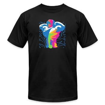 Gym muscleman posing design t-shirt - Unisex Jersey T-Shirt by Bella + Canvas - black - Front - Jose (178cm)