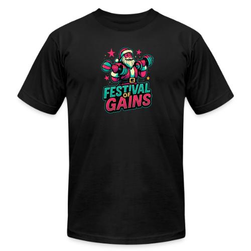 Festival of Gains Funny Gym Santa Christmas - Unisex Jersey T-Shirt by Bella + Canvas