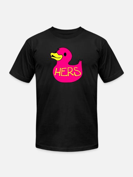 rubber duckie hers - Unisex Jersey T-Shirt by Bella + Canvas - black