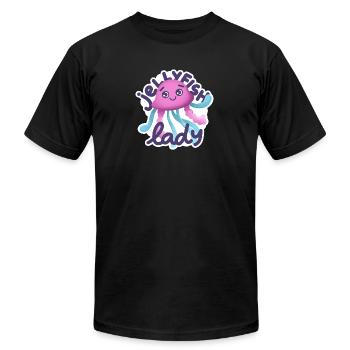 Dame rose dessinée à la main de méduses - T-shirt unisexe Bella + Canvas - noir - Devant - Jose (178cm)