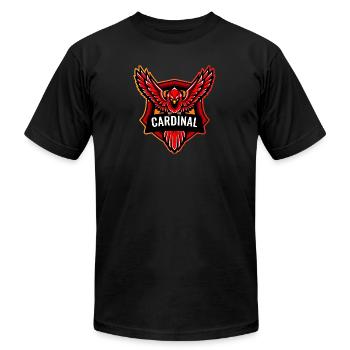 The cardinal - Unisex Jersey T-Shirt by Bella + Canvas - black - Front - Jose (178cm)