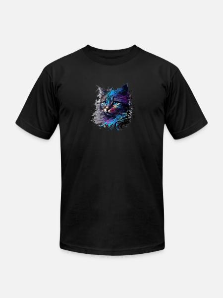 Cat design "Blue cat" - Unisex Jersey T-Shirt by Bella + Canvas - black