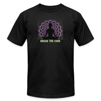 Break the code, awaken - Unisex Jersey T-Shirt by Bella + Canvas - black - Front - Jose (178cm)