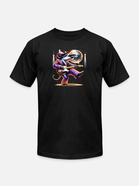 Disco Ball Guitar Tapir - Unisex Jersey T-Shirt by Bella + Canvas - black
