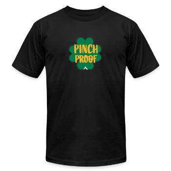 Pinch Proof - Unisex Jersey T-Shirt by Bella + Canvas - black - Front - Jose (178cm)