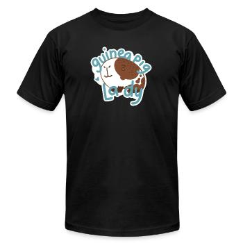 Dame mignonne de cochon d’Inde dessinée à la main - T-shirt unisexe Bella + Canvas - noir - Devant - Jose (178cm)