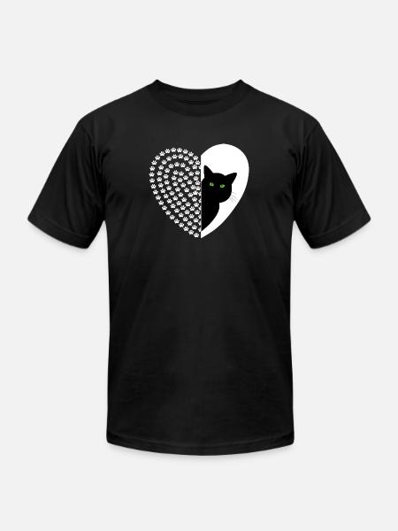 black and white cat - Unisex Jersey T-Shirt by Bella + Canvas - black
