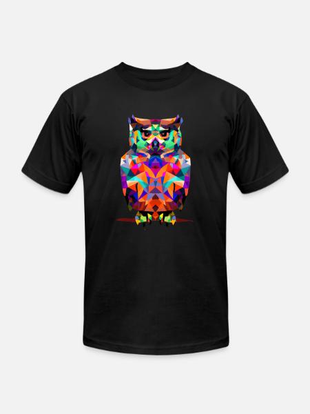 Polygon owl - Unisex Jersey T-Shirt by Bella + Canvas - black