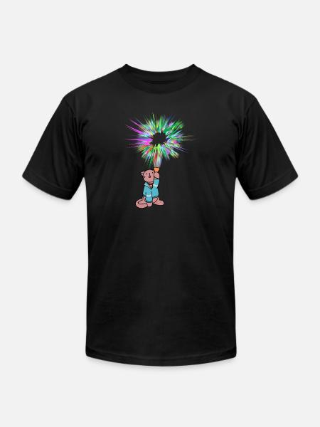 Cat with flashlight - Unisex Jersey T-Shirt by Bella + Canvas - black