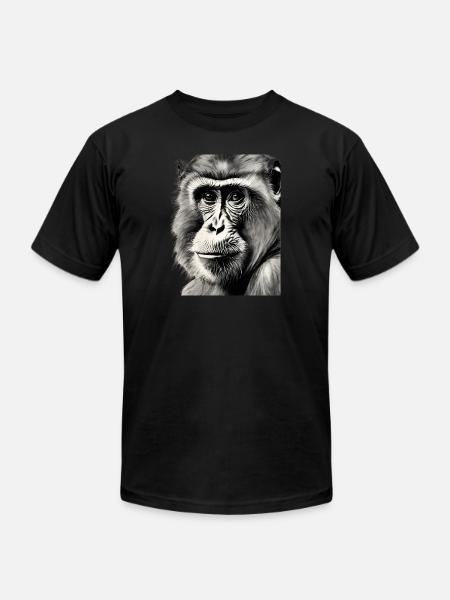 Chimp in Charcoal 3 - Unisex Jersey T-Shirt by Bella + Canvas - black