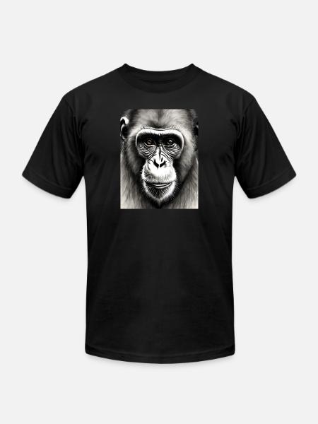 Chimp in Charcoal 2 - Unisex Jersey T-Shirt by Bella + Canvas - black