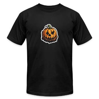 Spooky Halloween Pumpkin with a Dark Face - Unisex Jersey T-Shirt by Bella + Canvas - black - Front - Jose (178cm)