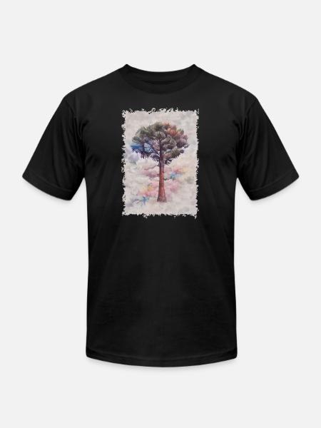 Australian pine tree painting - Unisex Jersey T-Shirt by Bella + Canvas - black