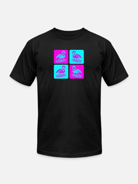 Flamingo Waves Pop Art - Unisex Jersey T-Shirt by Bella + Canvas - black