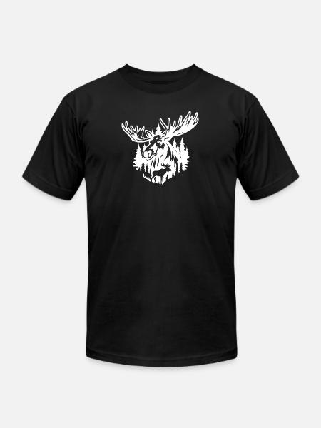 Majestic Moose Forest Illustration - Unisex Jersey T-Shirt by Bella + Canvas - black