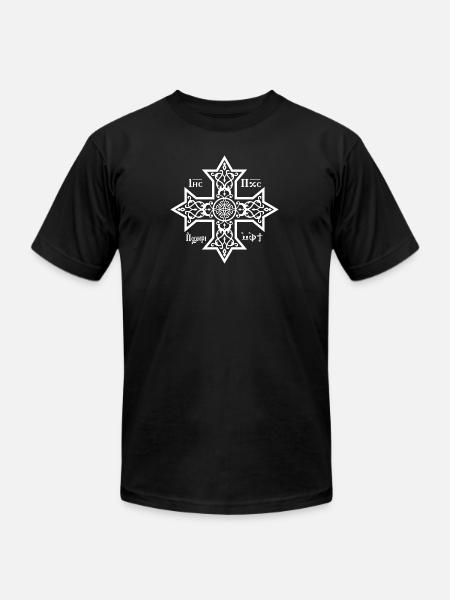 Coptic Cross White Icon - Unisex Jersey T-Shirt by Bella + Canvas - black