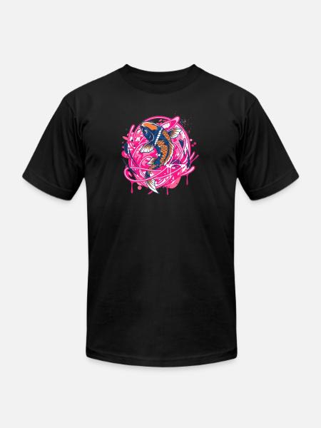 Koi Neon Splash Art - Unisex Jersey T-Shirt by Bella + Canvas - black