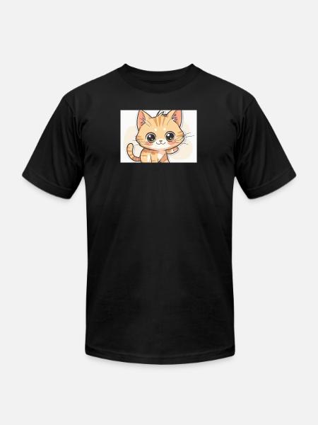 Waving Kawaii Orange Tabby - Unisex Jersey T-Shirt by Bella + Canvas - black