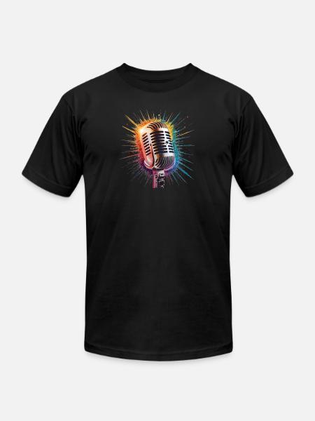 Microphone Art Print - Unisex Jersey T-Shirt by Bella + Canvas - black
