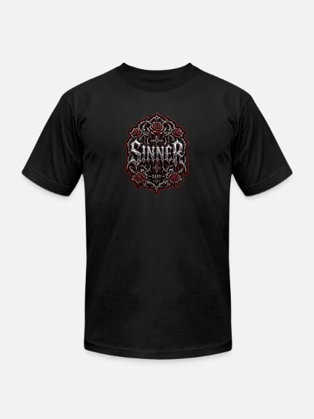 Sinner Gothic Chrome Streetwear Graphic - Unisex Jersey T-Shirt by Bella + Canvas - black