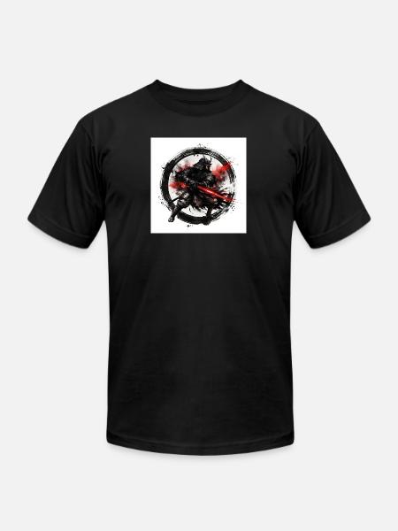 Shadow Samurai with Crimson Blade - Unisex Jersey T-Shirt by Bella + Canvas - black