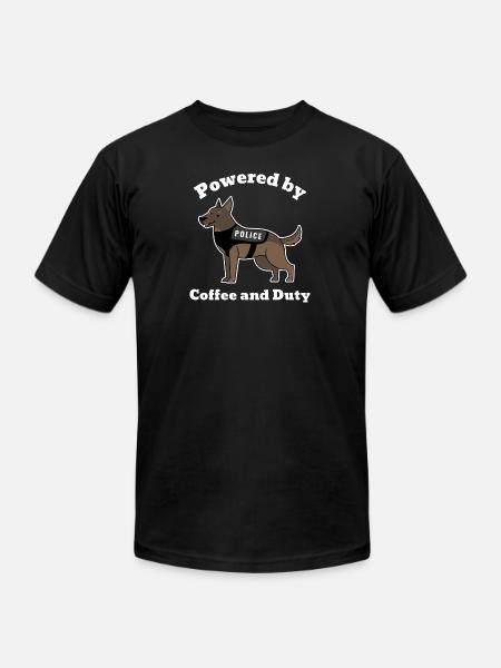 t-shirt-design-featuring-a-smiling-police dog - Unisex Jersey T-Shirt by Bella + Canvas - black