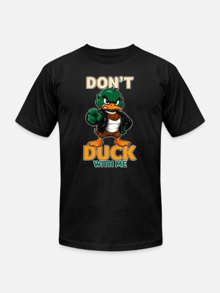 Don't Duck With Me Funny Angry Mallard Duck - Unisex Jersey T-Shirt by Bella + Canvas - black