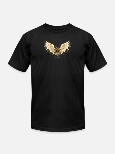 Holly Winged Halo Ornament - Unisex Jersey T-Shirt by Bella + Canvas - black