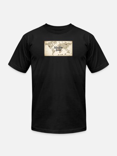Adventure Awaits World Map - Unisex Jersey T-Shirt by Bella + Canvas - black