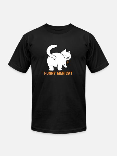 Funny Meh Cat - Unisex Jersey T-Shirt by Bella + Canvas - black