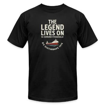 SS Edmund Fitzgerald Ship Legend - Unisex Jersey T-Shirt by Bella + Canvas - black - Front - Jose (178cm)
