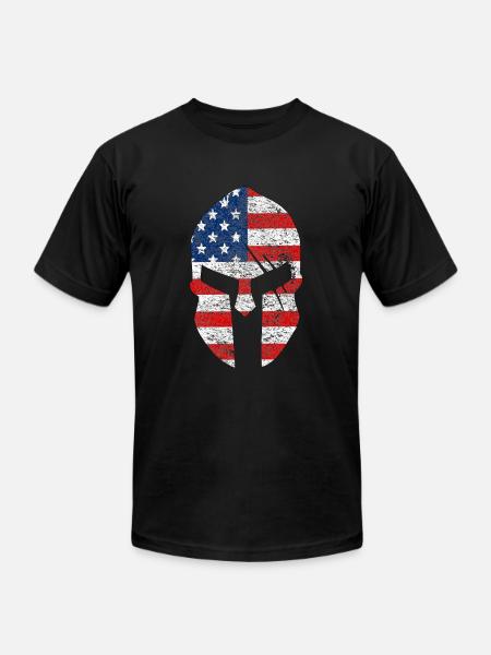 Sparta Amercian flag - Unisex Jersey T-Shirt by Bella + Canvas - black